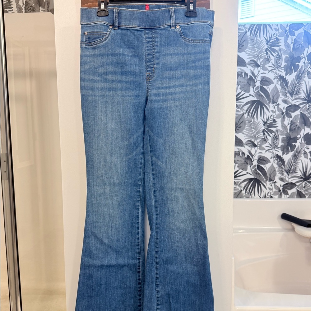 SPANX Blue Flare Wide Leg Jeans
